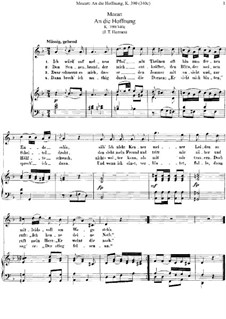 An die Hoffnung, K.390 (340c): Para vocais e piano by Wolfgang Amadeus Mozart