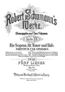 Five Songs, Op.55: cinco musicas by Robert Schumann