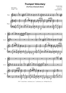 Prince of Denmark's March (Trumpet Voluntary): Duet for flute and Bb-clarinet - piano accompaniment by Jeremiah Clarke