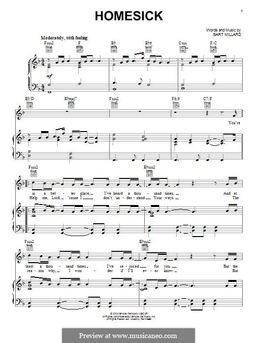 Homesick (MercyMe): Para vocais e piano (ou Guitarra) by Bart Millard