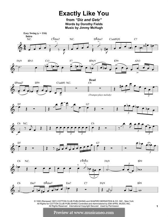 Exactly Like You: para saxofone tenor by Jimmy McHugh