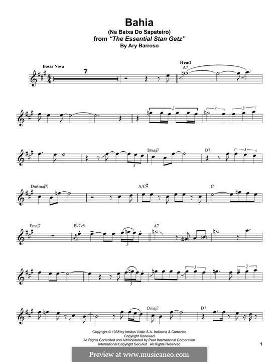 Baia: para saxofone tenor by Ary Barroso