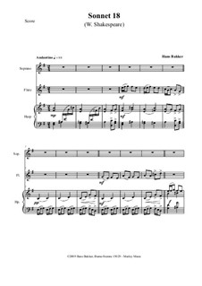 Sonnet 18: For soprano, flute and harp by Hans Bakker