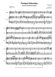 Prince of Denmark's March (Trumpet Voluntary): Duet for violin and cello - piano accompaniment by Jeremiah Clarke