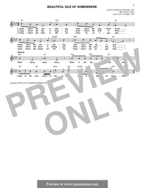 Beautiful Isle of Somewhere: melodia by John Sylvester Fearis