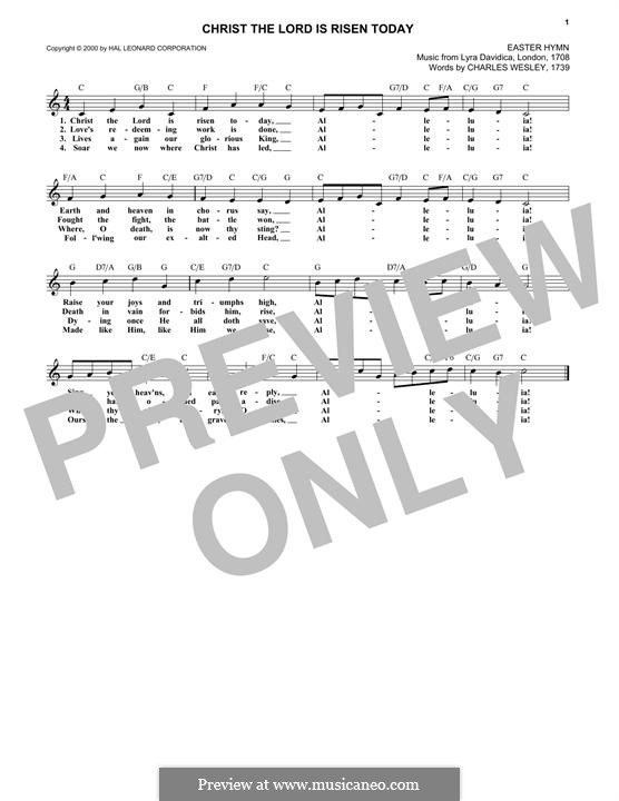 Christ the Lord Is Risen Today: melodia by folklore