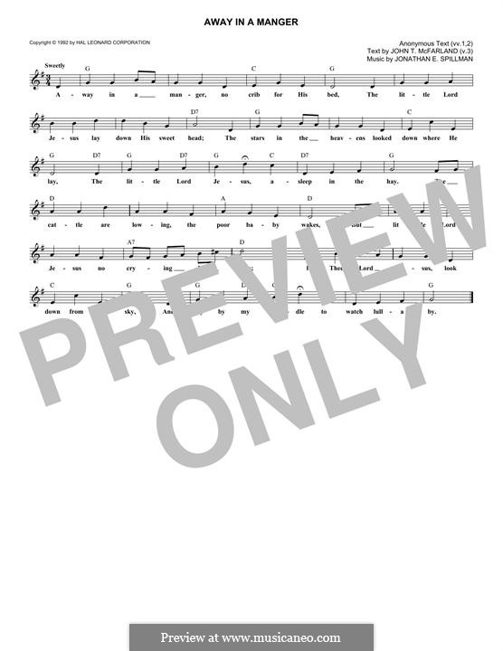 Away in a Manger: melodia by Jonathan Edwards Spilman