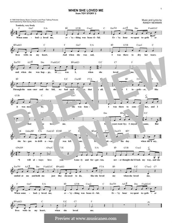 When She Loved Me (from Toy Story 2): melodia by Randy Newman