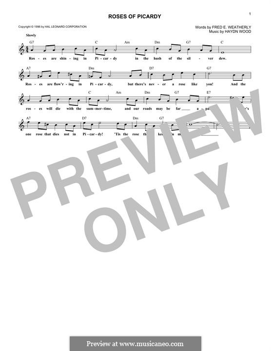 Roses of Picardy: melodia by Haydn Wood