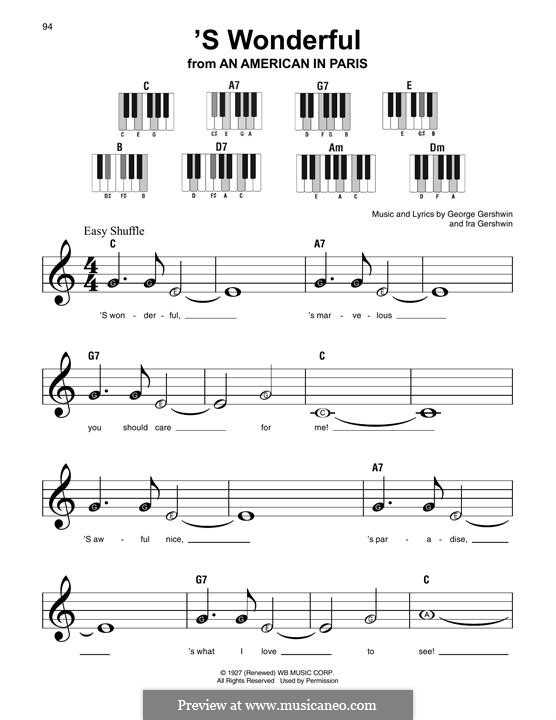 'S Wonderful: melodia by George Gershwin