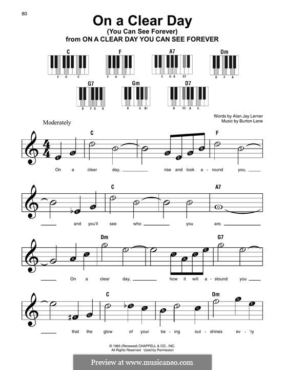 On a Clear Day (You Can See Forever): melodia by Burton Lane