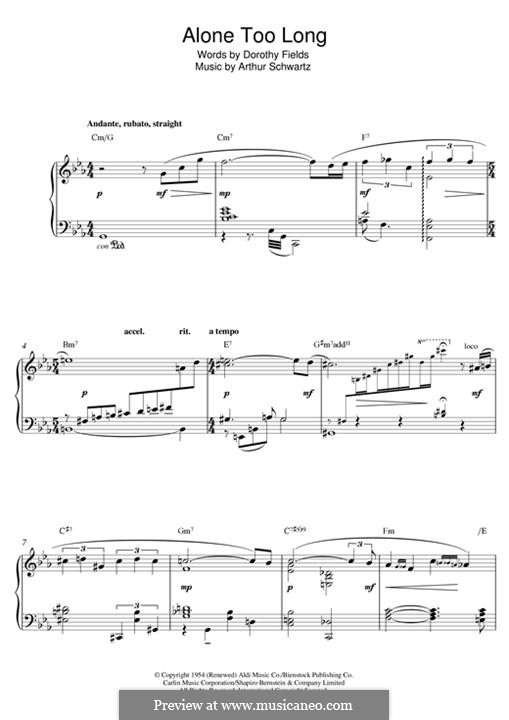 Alone Too Long: Para Piano by Arthur Schwartz