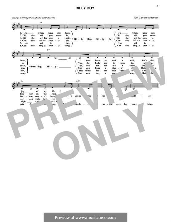 Billy Boy: melodia by folklore