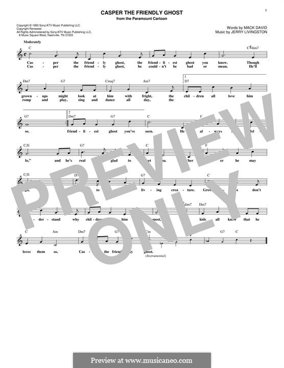 Casper the Friendly Ghost: melodia by Jerry Livingston