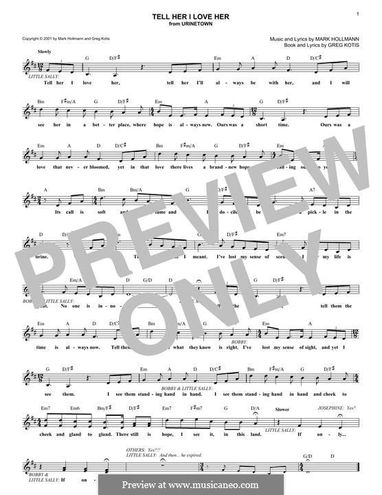 Tell Her I Love Her: melodia by Greg Kotis, Mark Hollmann