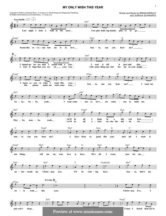 My Only Wish This Year (Britney Spears): melodia by Brian Kierulf, Joshua Schwartz
