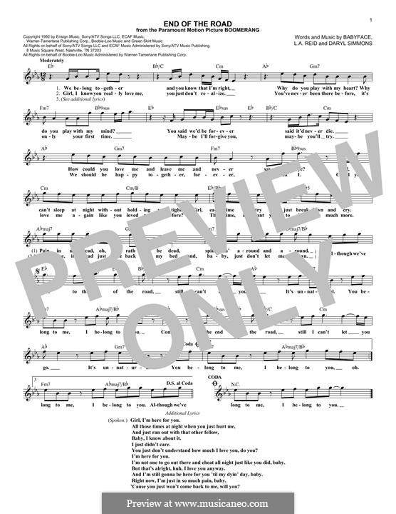 End of the Roads (Boyz II Men): melodia by L.A. Reid, Daryl Simmons, Kenneth 'Babyface' Edmonds