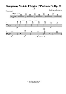 Movement IV. Thunderstorm, Storm: Trombone in Bass Clef 1 (transposed part) by Ludwig van Beethoven