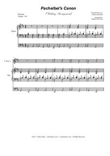 Trio instrument version: For C-instruments duet and organ by Johann Pachelbel