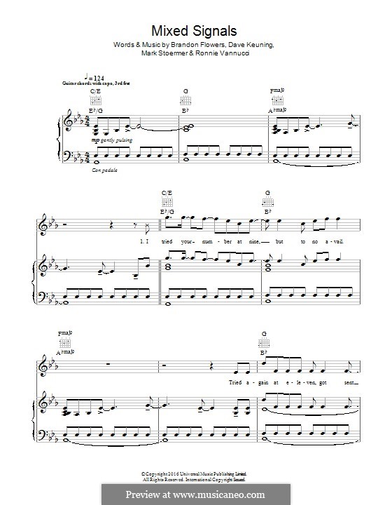 Mixed Signals: Para vocais e piano (ou Guitarra) by Brandon Flowers, Dave Keuning, Mark Stoermer, Ronnie Vannucci