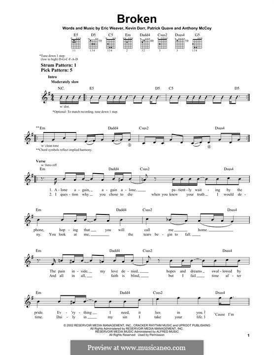 Broken (12 Stones): Para guitarra com guia by Eric Weaver, Kevin Dorr, Patrick Quave, Anthony McCoy