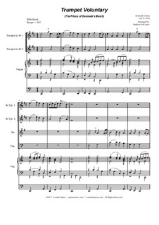 Prince of Denmark's March (Trumpet Voluntary): For brass quartet - organ accompaniment by Jeremiah Clarke