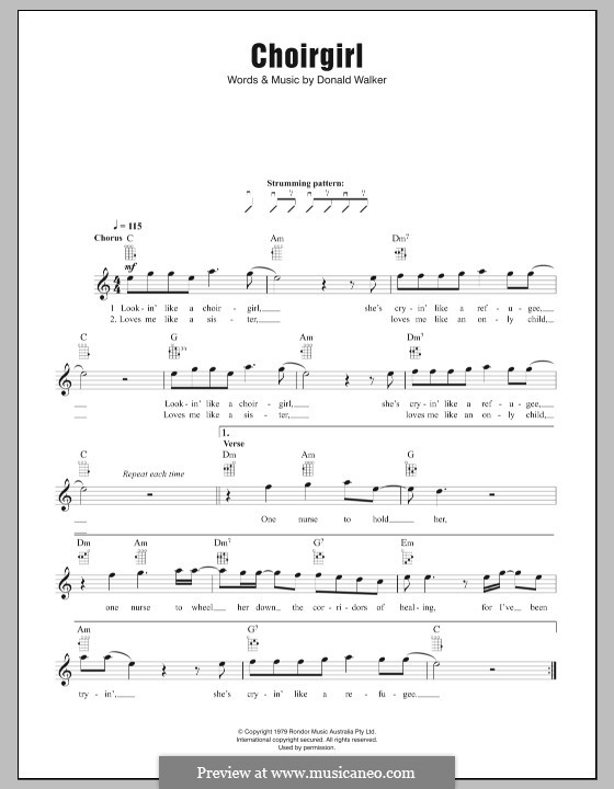 Choir Girl (Cold Chisel): para ukulele by Donald Walker
