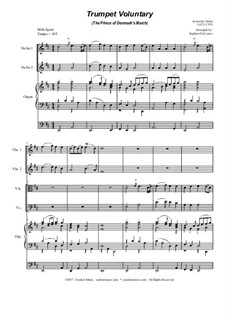 Prince of Denmark's March (Trumpet Voluntary): For string quartet - organ accompaniment by Jeremiah Clarke