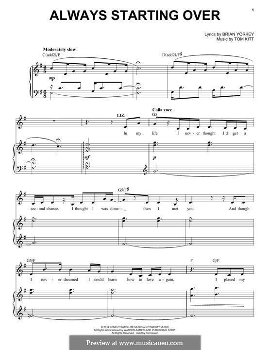 Always Starting Over: Para vocais e piano by Tom Kitt