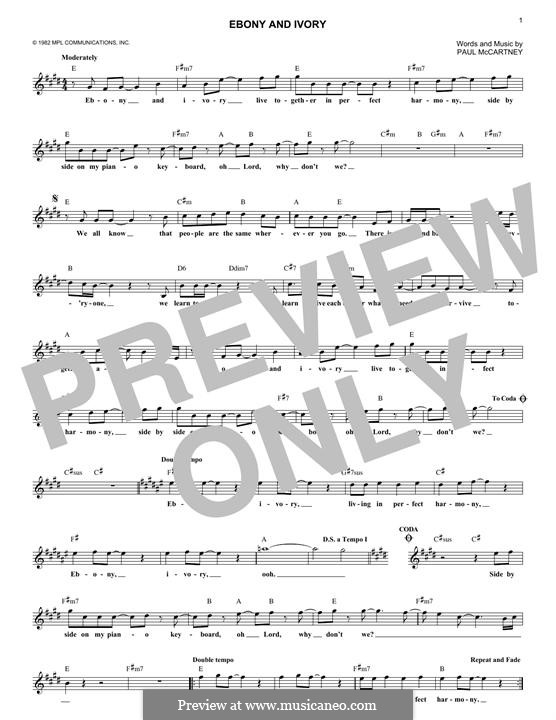 Ebony and Ivory: melodia by Paul McCartney