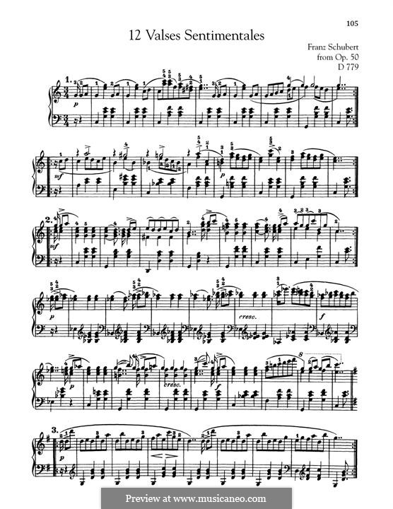 Valses Sentimentales (Sentimental Waltzes): Para Piano by Franz Schubert