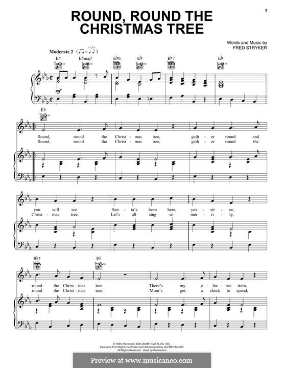 Round, Round the Christmas Tree: Para vocais e piano (ou Guitarra) by Fred Stryker