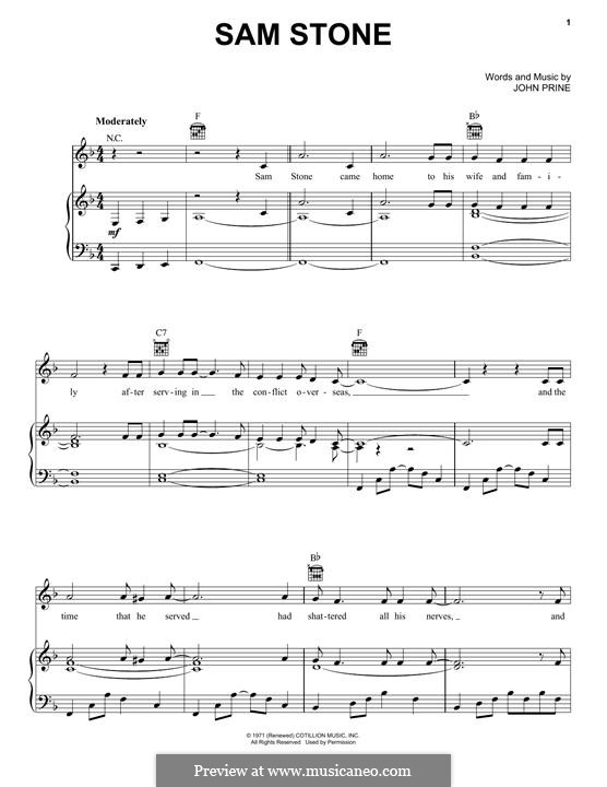 Sam Stone: Para vocais e piano (ou Guitarra) by John Prine