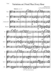 I Need Thee Every Hour: Variations, for wind quartet by Robert Lowry