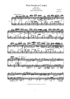 Sonata for Flute and Basso Continuo No.1 in C Major, BWV 1033: Arrangement for piano solo by Johann Sebastian Bach