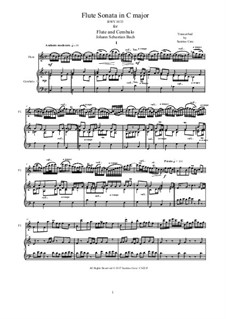 Sonata for Flute and Basso Continuo No.1 in C Major, BWV 1033: partitura by Johann Sebastian Bach