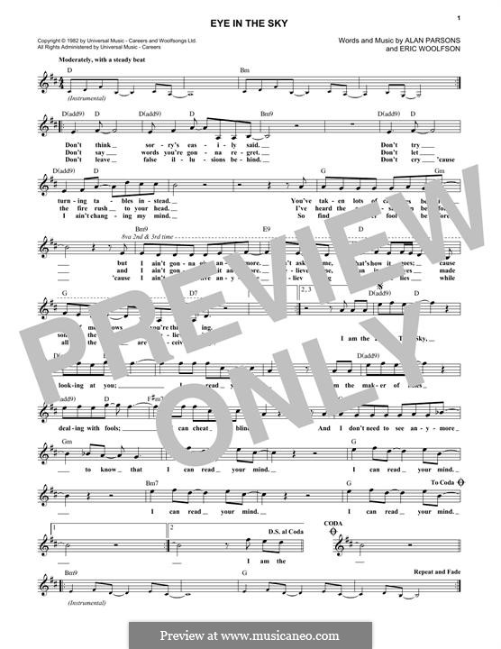 Eye in the Sky (Alan Parsons Project): melodia by Alan Parsons, Eric Woolfson