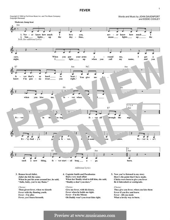 Fever: melodia by Eddie Cooley, John Davenport