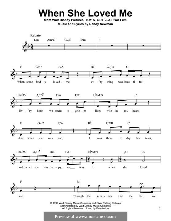 When She Loved Me (from Toy Story 2): melodia by Randy Newman