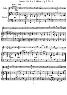 Sonata No.8: arranjos para violino e piano - Partitura, parte solo by Arcangelo Corelli