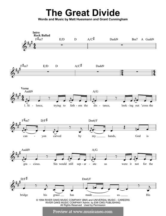 The Great Divide (Point of Grace): melodia by Grant Cunningham, Matt Huesmann