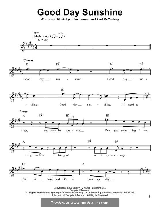 Good Day Sunshine (The Beatles): melodia by John Lennon, Paul McCartney