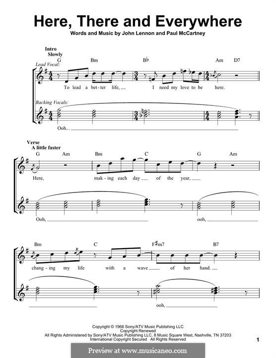 Here, There and Everywhere (The Beatles): melodia by John Lennon, Paul McCartney