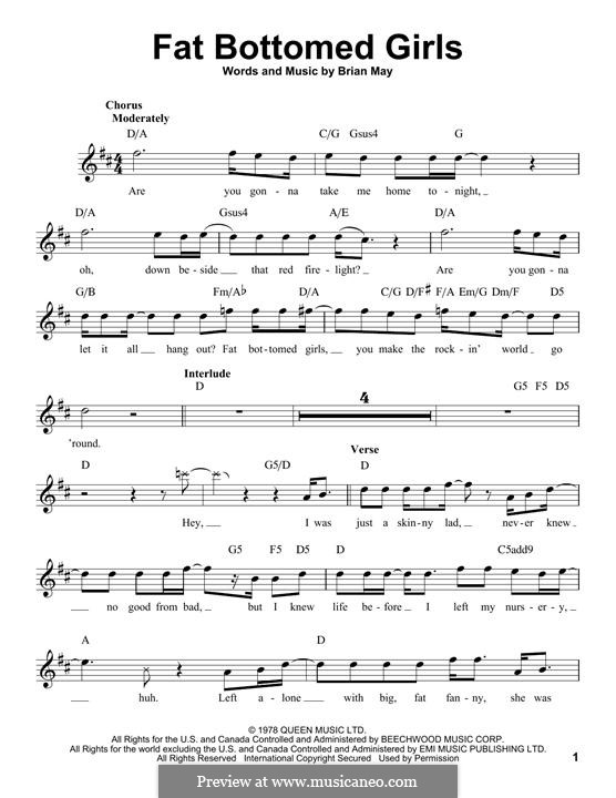 Fat Bottomed Girls: melodia by Brian May