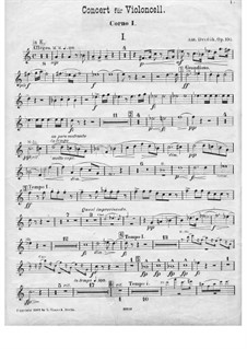 Concerto for Cello and Orchestra in B Minor, B.191 Op.104: trompa parte I by Antonín Dvořák