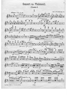 Concerto for Cello and Orchestra in B Minor, B.191 Op.104: flauta parte I by Antonín Dvořák