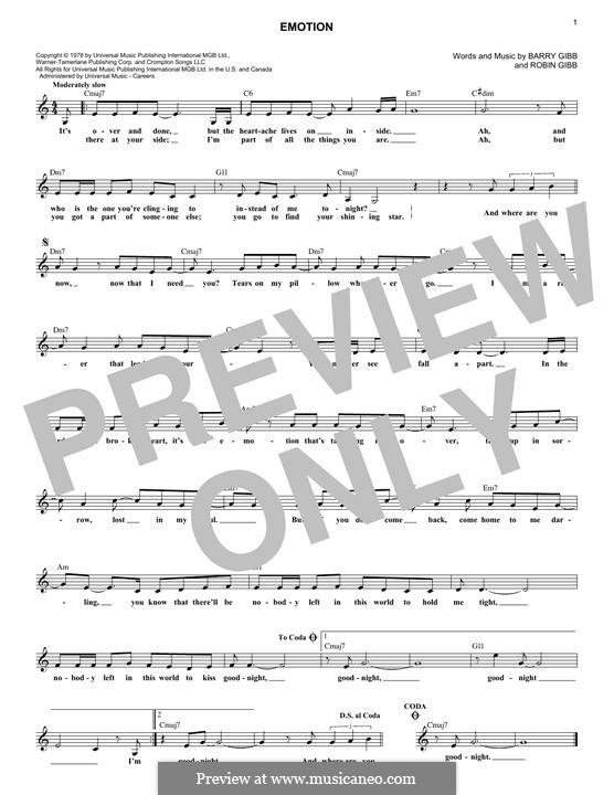Emotion (Destiny's Child): melodia by Barry Gibb, Robin Gibb