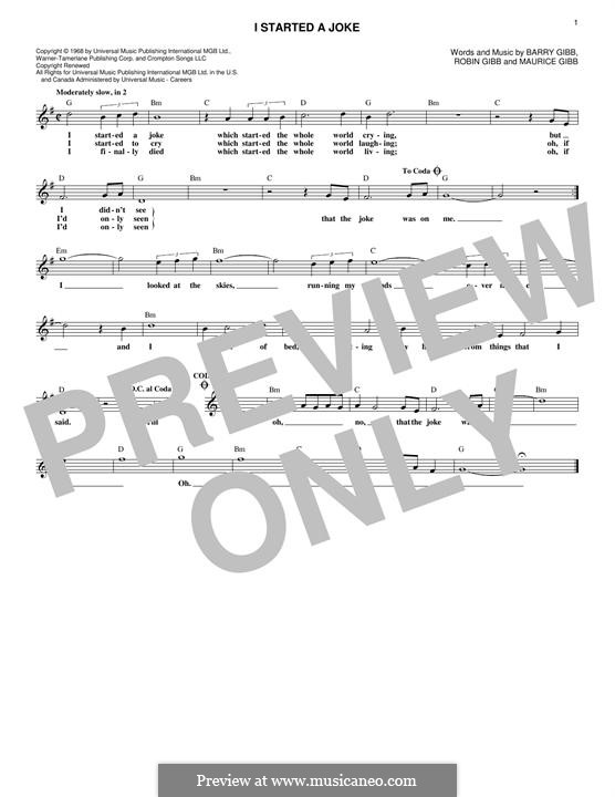I Started a Joke (The Bee Gees): melodia by Barry Gibb, Maurice Gibb, Robin Gibb