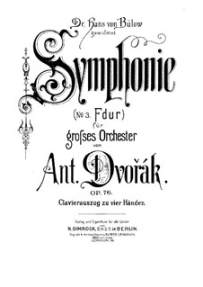 Symphony No.5 in F Major, B.54 Op.76: versão para piano de quatro mãos by Antonín Dvořák