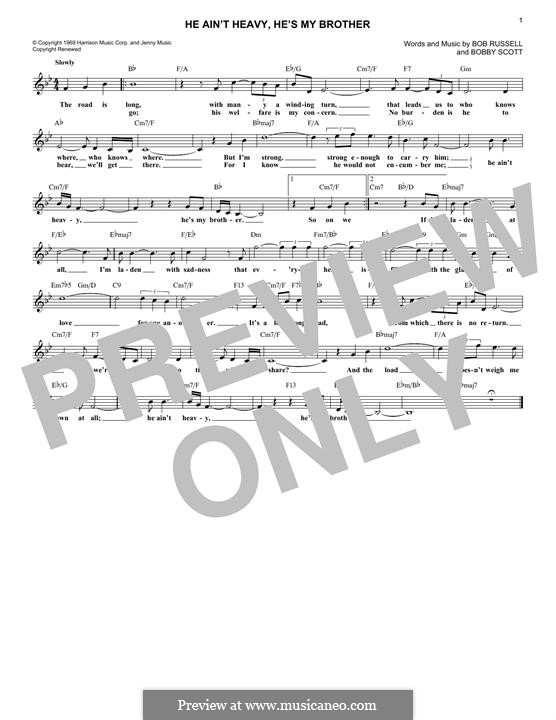 He Ain't Heavy, He's My Brother: melodia by Bobby Scott
